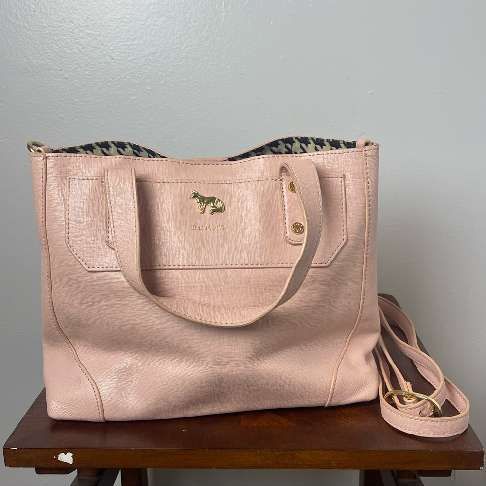 Emma Fox Pink Handbag Houndstooth interior